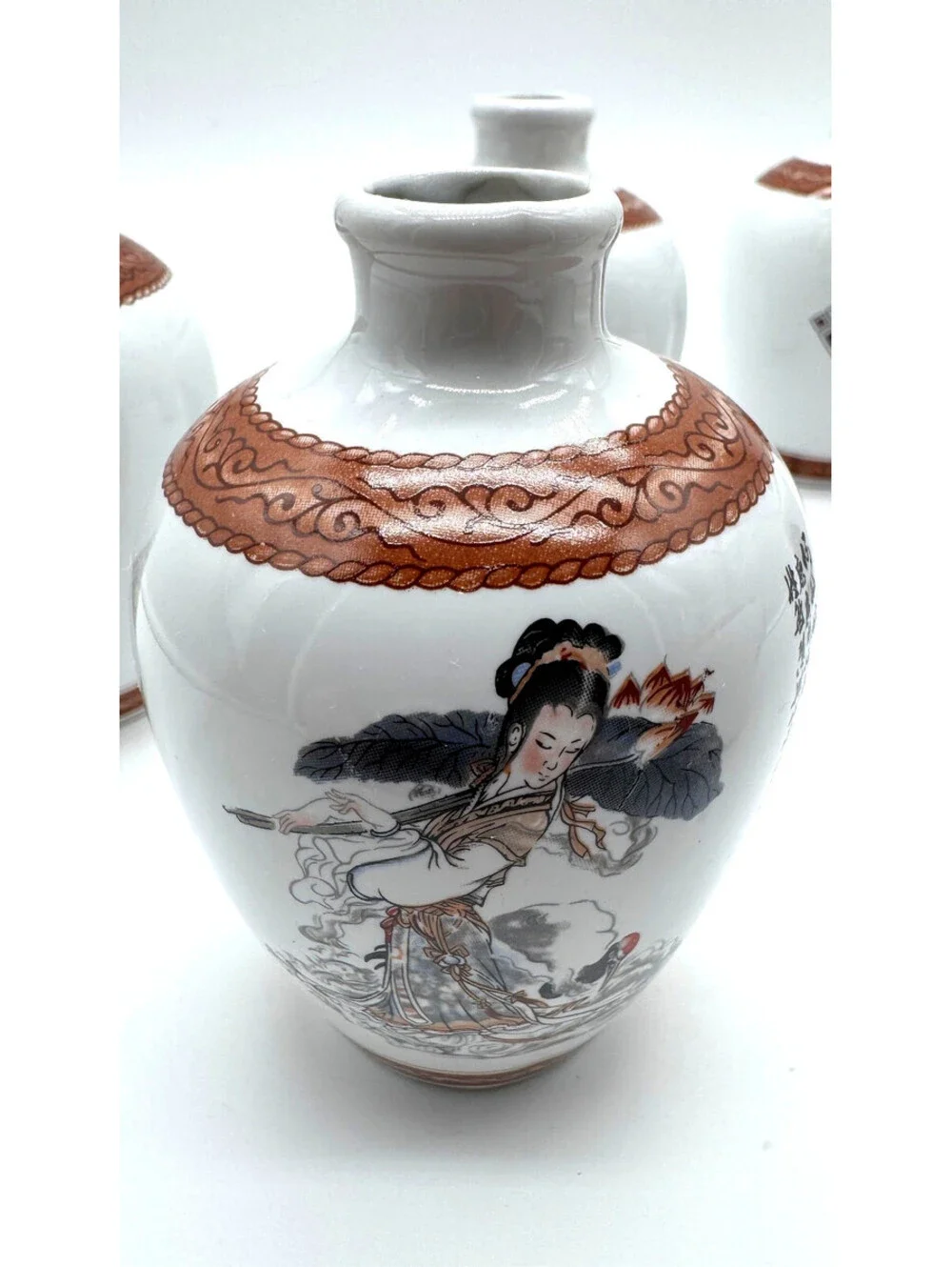 Vintage Taiwan Eight Immortals Porcelain Liquor Bottles Set 7/8 ROC - Beautiful